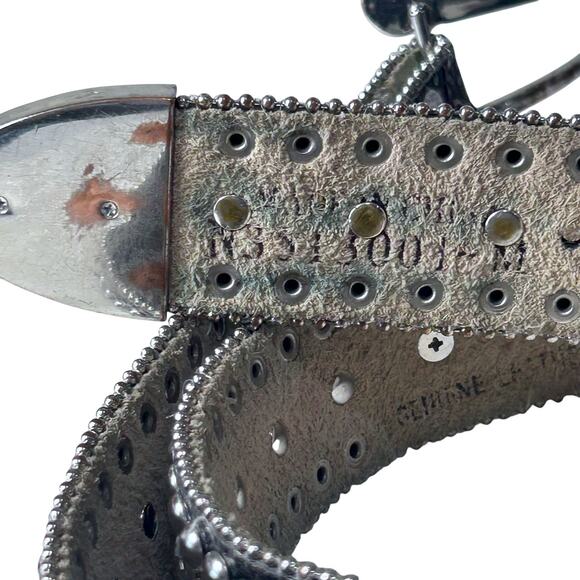 Rhinestone Crystal Western Bling Leather Belt Country Cowgirl Women 32-38 Large - Picture 9 of 11